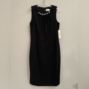Eliza J Pearl Neckline Knit Sleeveless Crewneck Black Dress - Womens Size 12
